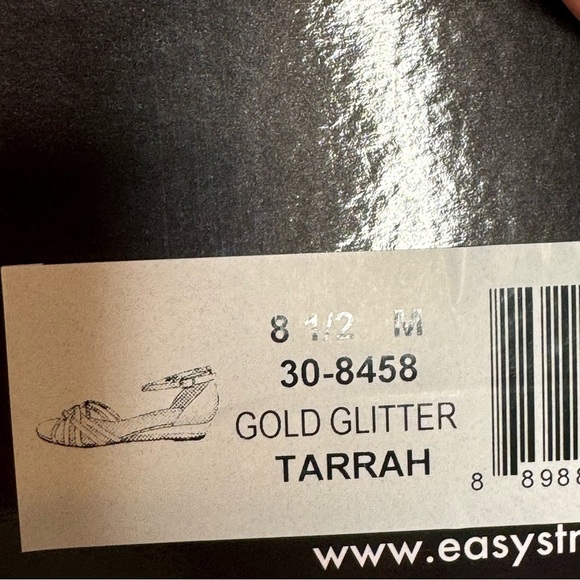 Easy Street Tarrah Gold Glitter Wedge Sandals Size 8.5 - Picture 8 of 8